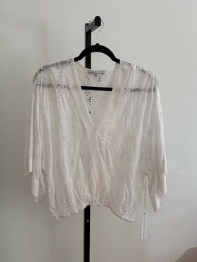 Young Fabulous & Broke White Eyelet Wrap Blouse